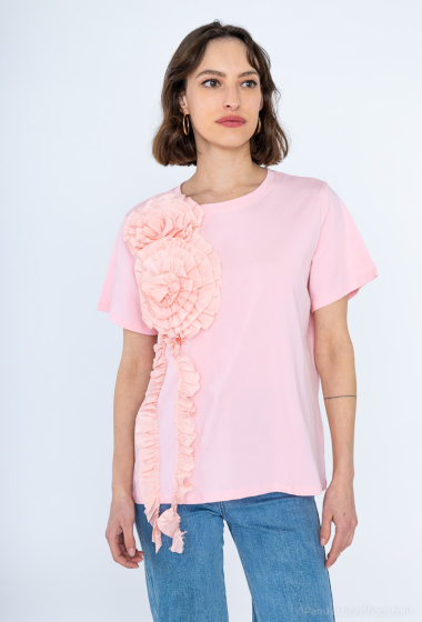 Grossiste Cherry Koko - T-shirt avec fleur en 3D