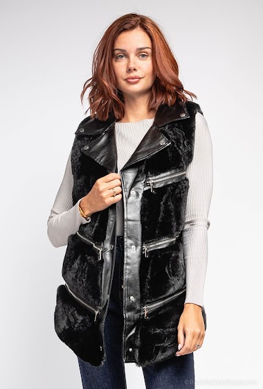 Wholesaler Cherry Koko - Faux leather and fur jacket
