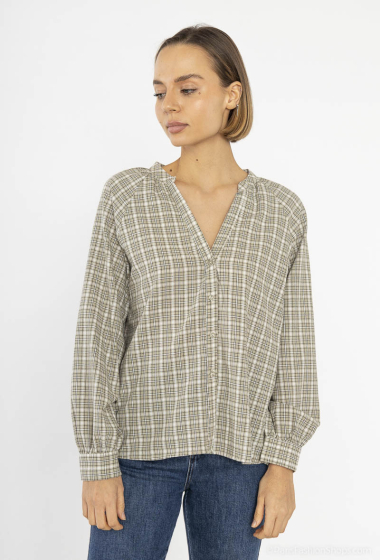Wholesaler Cherry Paris - FLEURINE check print cotton blouse