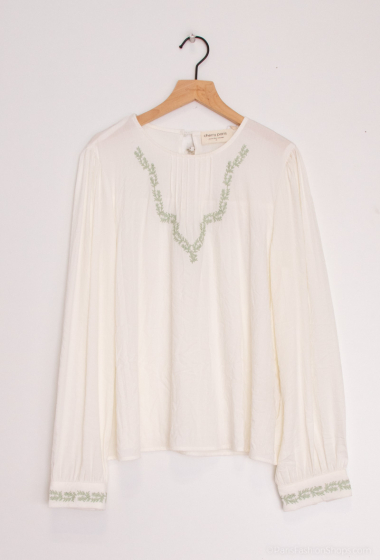 Wholesaler Cherry Paris - CLARITA embroidered plain viscose blouse