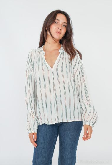 Wholesaler Cherry Paris - Wide striped cotton blouse CHERYNE