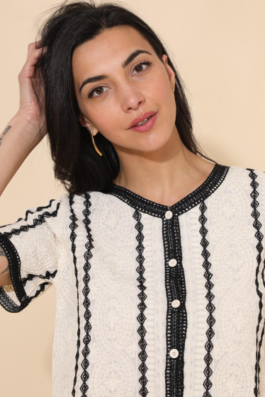 Wholesaler Cherry Paris - Short-sleeved cotton crochet blouse MARJOLY