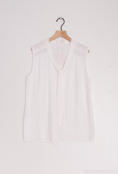 Wholesaler Cherry Paris - Sleeveless blouse with tied collar GEMMA