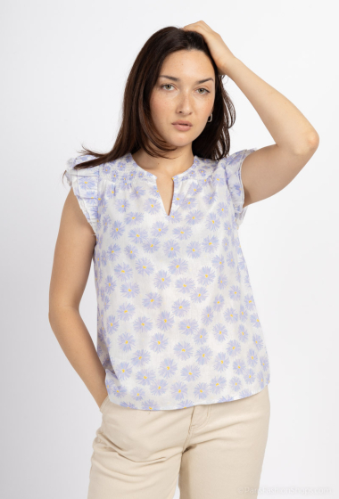 Wholesaler Cherry Paris - HEIDI floral print cotton sleeveless blouse