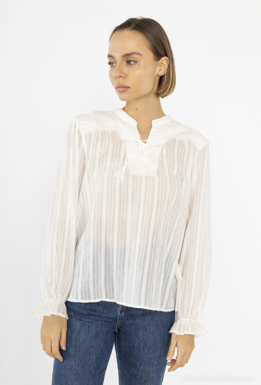 Wholesaler Cherry Paris - Plain blouse with shiny stripes ETIENNETTE