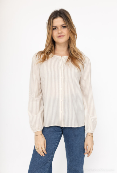 Wholesaler Cherry Paris - Striped cotton blouses with embroidered sequins HERMANNE