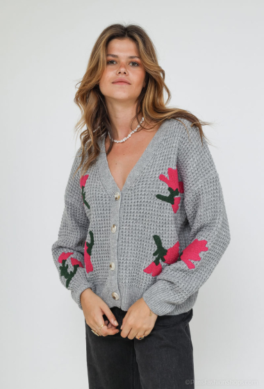 Wholesaler Cherry Paris - Cardigan with embroidered flowers DIANTHE