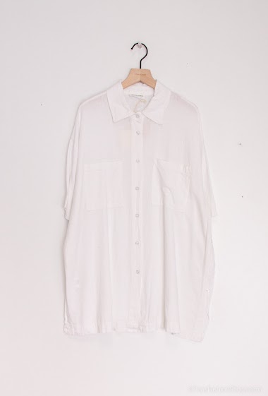 Wholesaler Cherry Paris - Loose plain linen shirt with pockets GENA