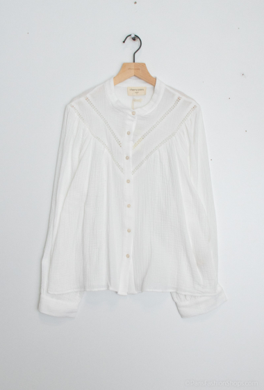Wholesaler Cherry Paris - Cotton shirt with lace FREDERIQUE