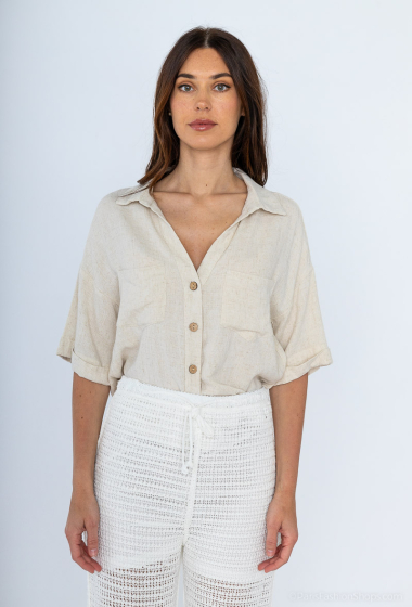 Wholesaler Cherry Paris - KLAR short sleeve plain cropped blouse