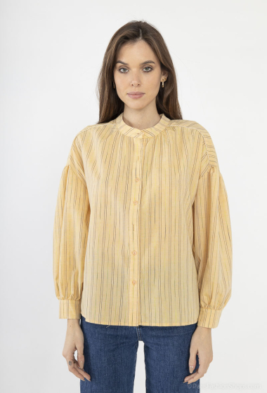 Wholesaler Cherry Paris - Cotton blouse with colorful and shiny stripes ORALIA