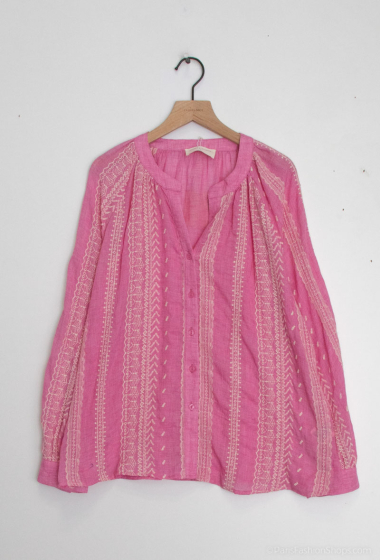 Wholesaler Cherry Paris - LEONID wide embroidered cotton blouse