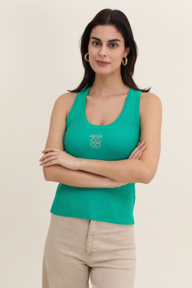 Wholesaler Cherry Paris - Plain knit tank top with ISEE embroidery