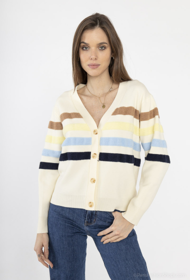 Wholesaler Cherry Paris - Knitted vest with multicolored stripes BETHANY