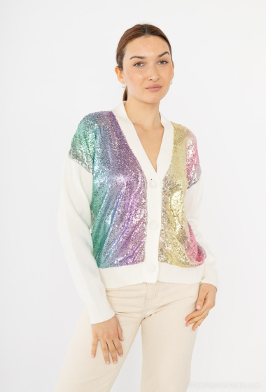 Wholesaler Cherry Paris - Knitted vest with rainbow sequin FALLONE