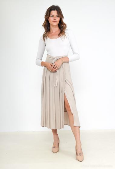Wholesaler Cherry Paris - OSANNA long belted plain viscose skirt