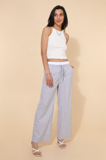 Wholesaler Cherry Paris - DORYS striped printed elasticated straight cut trousers