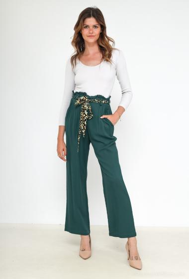 Wholesaler Cherry Paris - Plain viscose trousers and printed belt ERNESTINE