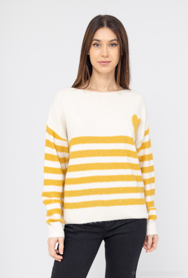 Wholesaler Cherry Paris - APOLLINA striped sweater with sequin heart
