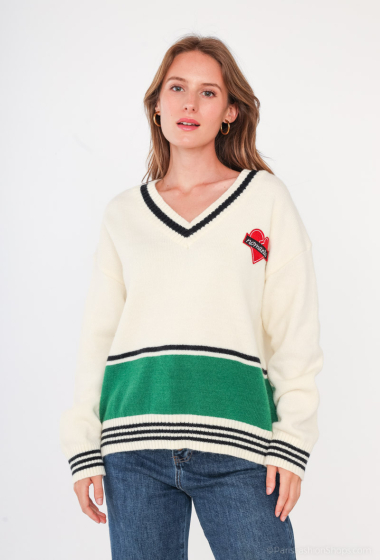 Wholesaler Cherry Paris - Two-tone sweater with V-neck GLYNIS