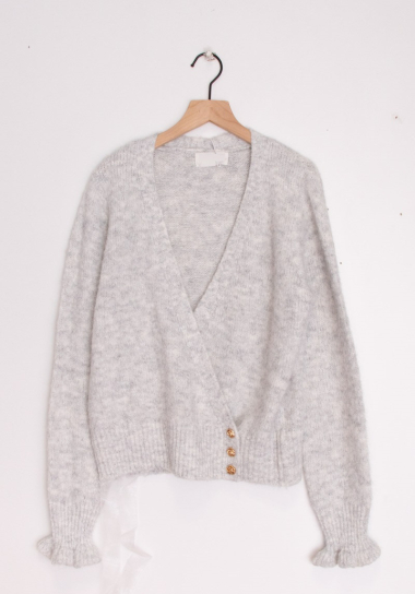 Wholesaler Cherry Paris - Wrap sweater with flower buttons EDNA