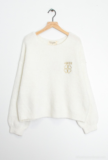 Wholesaler Cherry Paris - Boat neck sweater with embroidered inscriptions LARRIE