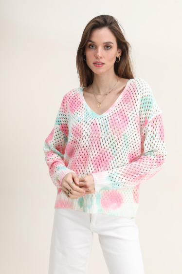 Wholesaler Cherry Paris - ORRIA tye dye printed openwork knit sweater
