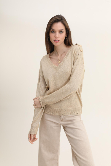 Wholesaler Cherry Paris - IKRAM V-neck lurex knit sweater