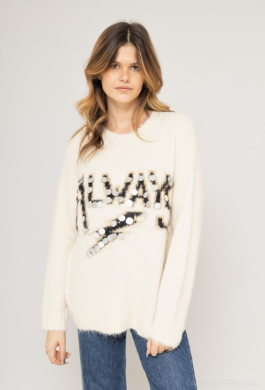 Wholesaler Cherry Paris - Oversized knitted sweater in mohair blend with CHARLIZE inscriptions