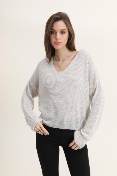 Wholesaler Cherry Paris - Plain knit sweater embroidered with sequins SILOE