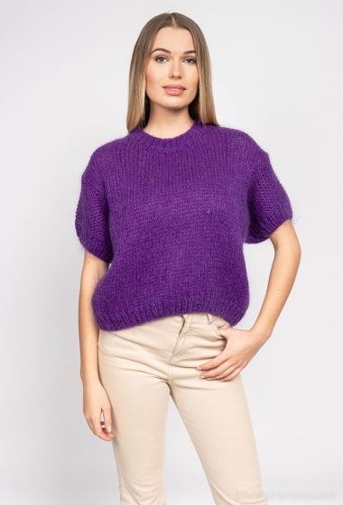 Wholesaler Cherry Paris - BERNADETTE short-sleeved plain knit sweater