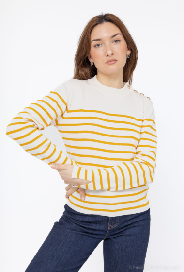 Wholesaler Cherry Paris - Striped viscose knit sweater with LOLA buttons