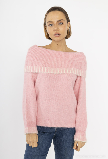 Wholesaler Cherry Paris - Chunky knit sweater with bare shoulders SELIA