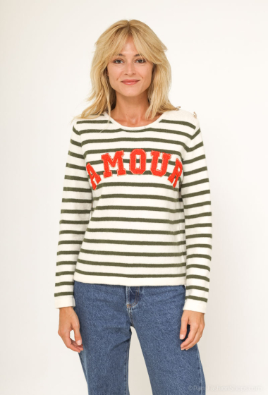Wholesaler Cherry Paris - Striped printed sweater with PAT inscription
