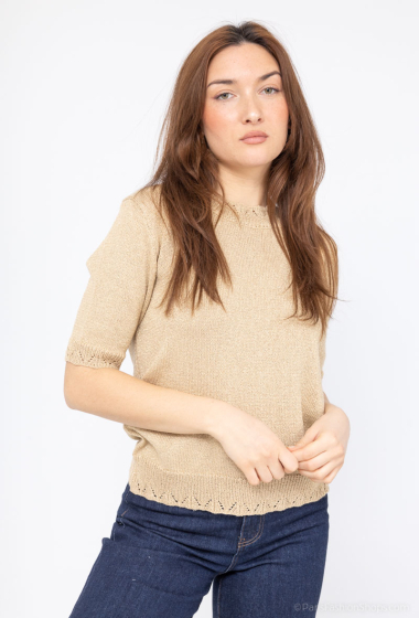 Wholesaler Cherry Paris - HASSANA short-sleeved shiny knit sweater