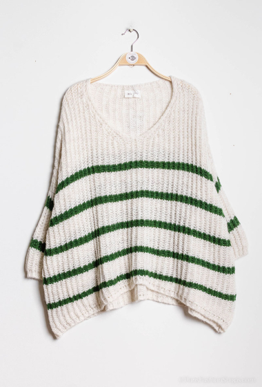 Wholesaler Cherry Paris - Oversized sweater with striped collar ALVIRA