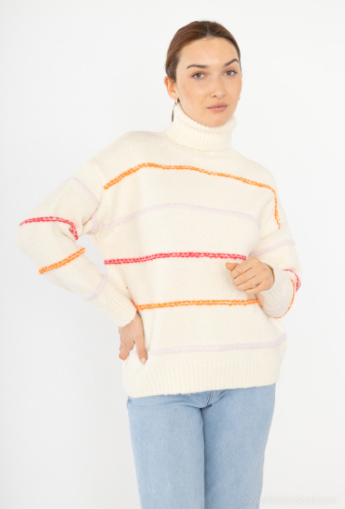 Wholesaler Cherry Paris - Oversized turtleneck sweater with rainbow stripes ISOLDE