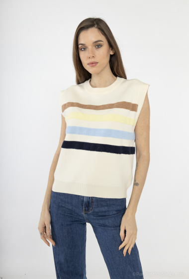 Wholesaler Cherry Paris - Sleeveless sweater with multicolored stripes IVIE
