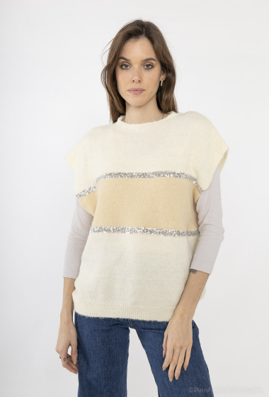 Wholesaler Cherry Paris - CHELSEA two-tone oversized sleeveless sweater with sequins