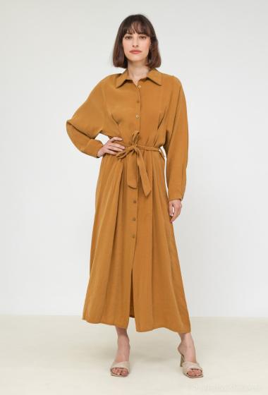 Wholesaler Cherry Paris - Long plain cotton shirt dress LEONTINE