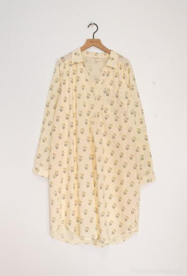 Wholesaler Cherry Paris - GRETA printed cotton mid-length shirt dress