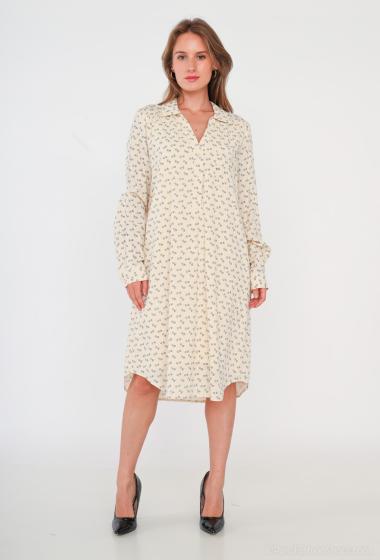 Großhändler Cherry Paris - Mittellanges Hemdblusenkleid JESSY aus bedruckter Baumwolle