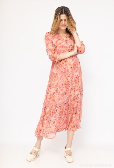 Wholesaler Cherry Paris - MELLONY printed crossover long dress with half-length sleeves