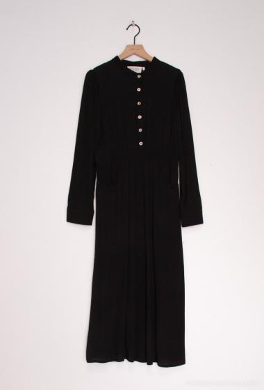 Wholesaler Cherry Paris - Long buttoned plain viscose dress OLIVIANNE