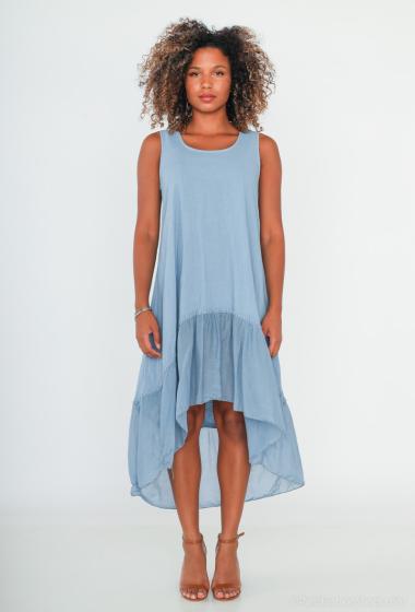 Wholesaler Cherry Paris - Sleeveless long plain linen dress GENNA