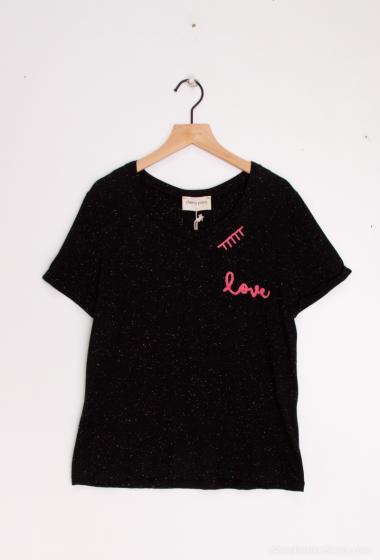 Wholesaler Cherry Paris - Love t-shirt in CHERYL embroidered cotton