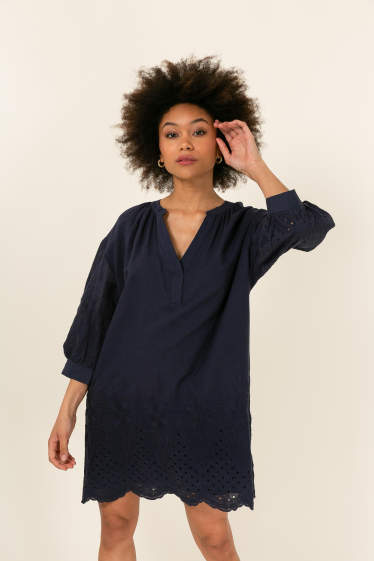 Wholesaler Cherry Paris - Openwork cotton tunic with URIELLE embroidery