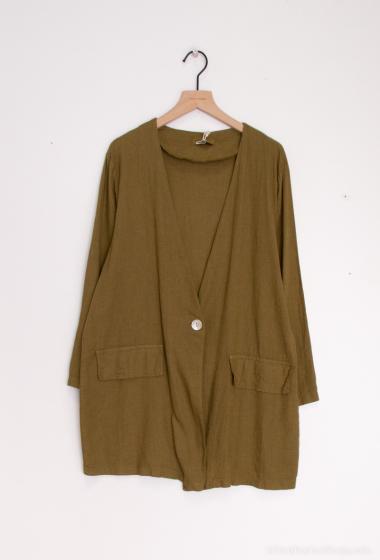 Wholesaler Cherry Paris - Plain linen buttoned jacket LEYLA