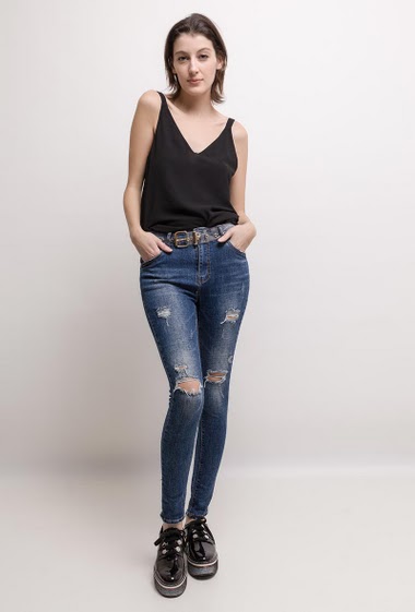 Großhändler Chic Shop - Jeans mit transparentem Gürtel