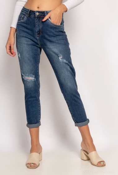 Wholesaler Chic Shop - Ripped straight jeans